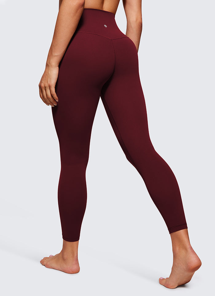 CRZ YOGA Women Butterluxe High Waisted Double seamed Yoga Leggings 25" Red Merlot