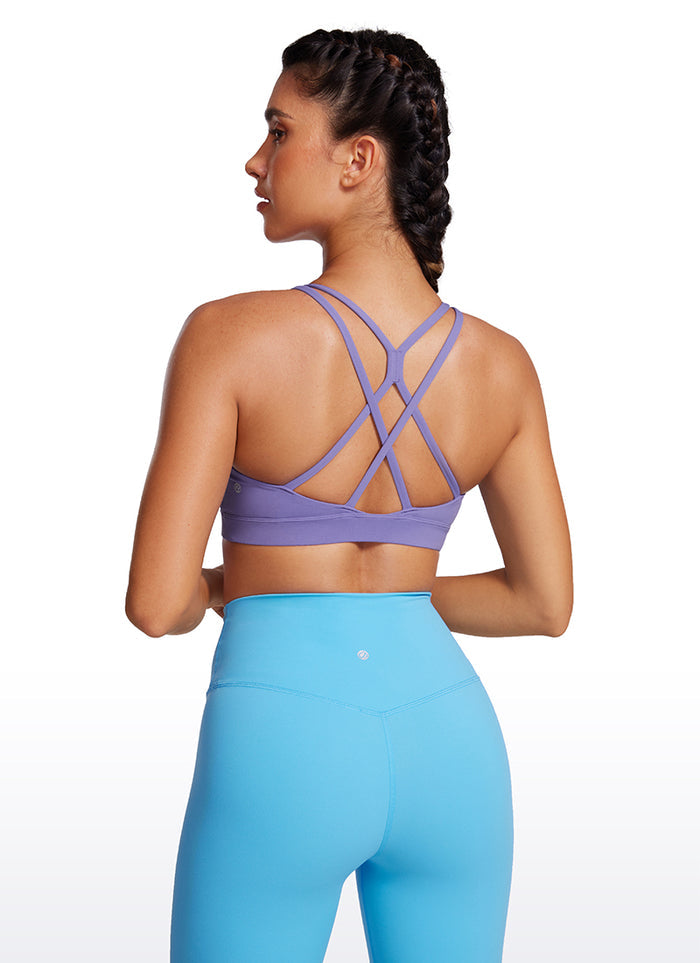 CRZ YOGA Womens Butterluxe Longline Sports Bras Criss Cross Back Dark Lavender Purple