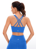 CRZ YOGA Women's Training Medium Support Butterluxe Bra Strappy back Sparkle Blue
