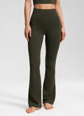 Butterluxe High Waist Flare Wide Leg Bootcut Pockets Leggings 31" Olive Green