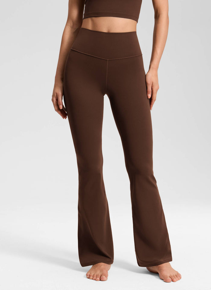 Butterluxe High Waist Flare Wide Leg Bootcut Pockets Leggings 31" Lava Brown