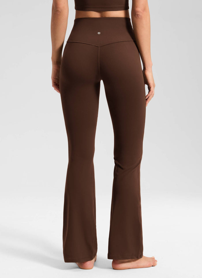 Butterluxe High Waist Flare Wide Leg Bootcut Pockets Leggings 31" Lava Brown
