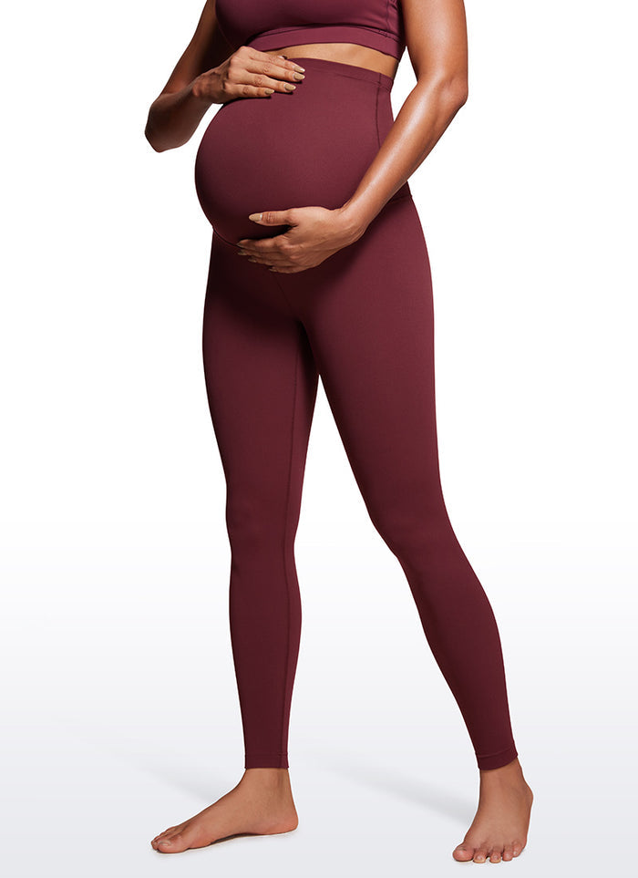 CRZ YOGA Women's Maternity Leggings Super High Rise Butterluxe 28'' Red Merlot