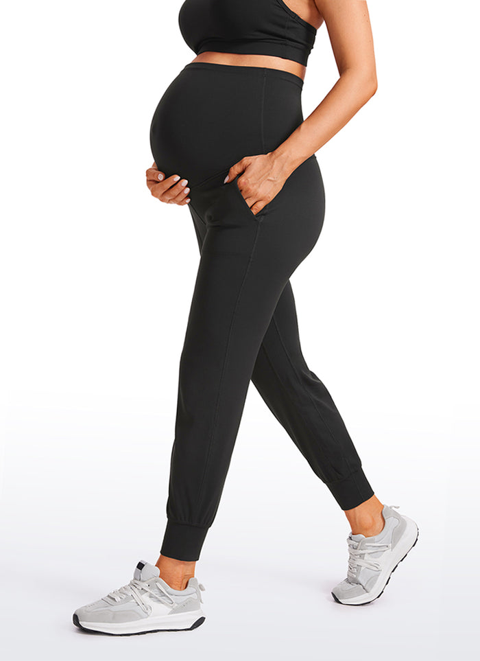 CRZ YOGA Women's Maternity Joggers Pockets Butterluxe 27'' Black