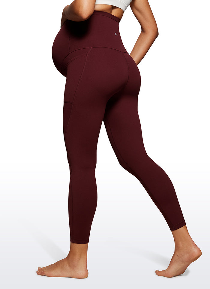 CRZ YOGA Womens Butterluxe Maternity Leggings with Pockets 25" Red Merlot