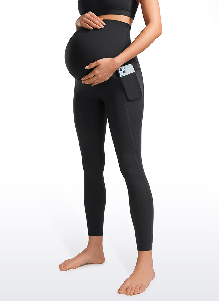 CRZ YOGA Womens Butterluxe Maternity Leggings with Pockets 25" Black