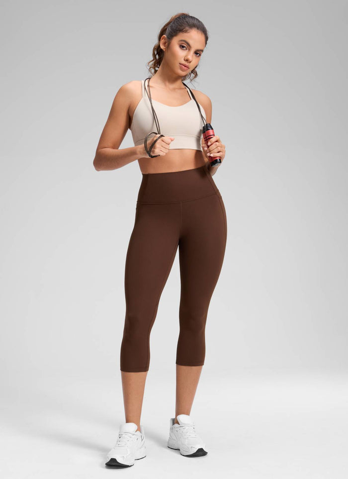 CRZ YOGA Womens Butterluxe High Waist Pockets Capri Leggings 19'' Lava Brown