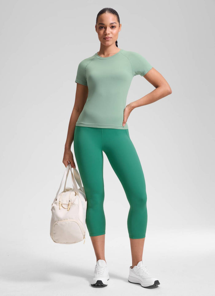 CRZ YOGA Women's Yoga High Rise Butterluxe Capri with Pockets 21'' Cascadia Green