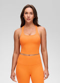 CRZ YOGA Women's Yoga Low support Butterluxe Scoop Neck Bra Y-Back Tiger Orange