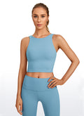 CRZ YOGA Women's Yoga Low Support Butterluxe High Neck Bra U Back Pure Blue