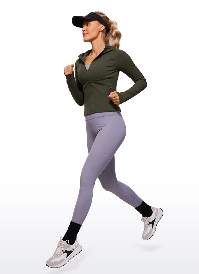 CRZ YOGA Women's Butterluxe Outerwear Full Zip Hoodies Jackets Olive Green