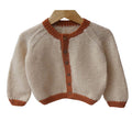 Cardigan ivory  & Rust  |  For Girl and Baby Boy  |  100% Organic Wool | Size-18 Month - Mojopanda Organic  Store