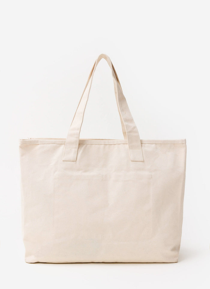The Percival Carlo Mixologist Tote Bag, showing the plain back in ecru cotton canvas against a simple white background.