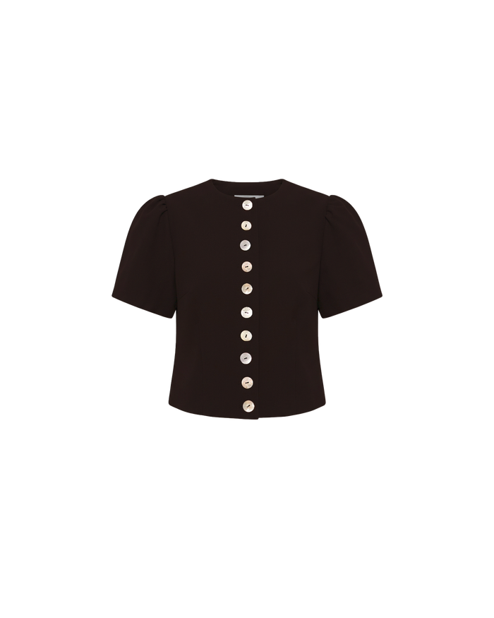 CAROLYN SHORT SLEEVE BLAZER ESPRESSO
