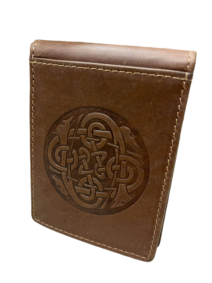 Celtic Hounds Leather Money Clip