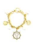 Charm Bracelet with Cross - Gold or Silver Meghan Browne Design BRACELET Gold