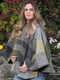 Cheryl Herringbone Hooded Poncho - Kildare Mustard Grey #color_kildare-mustard-grey