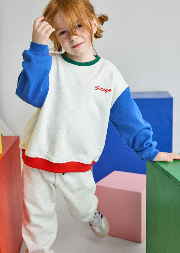 Chicago Colorblock Sweatset- Grey & Blue
