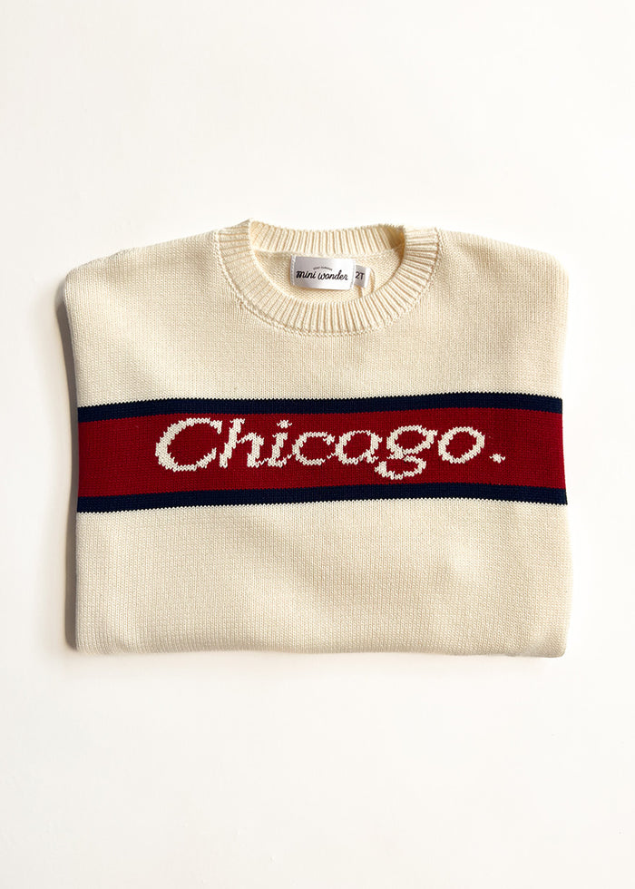 Chicago. Mini Varsity Sweater - Ivory