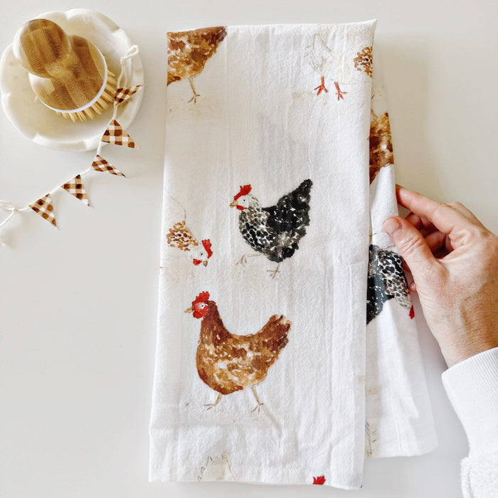 Chickens tea towel emily lex studio
