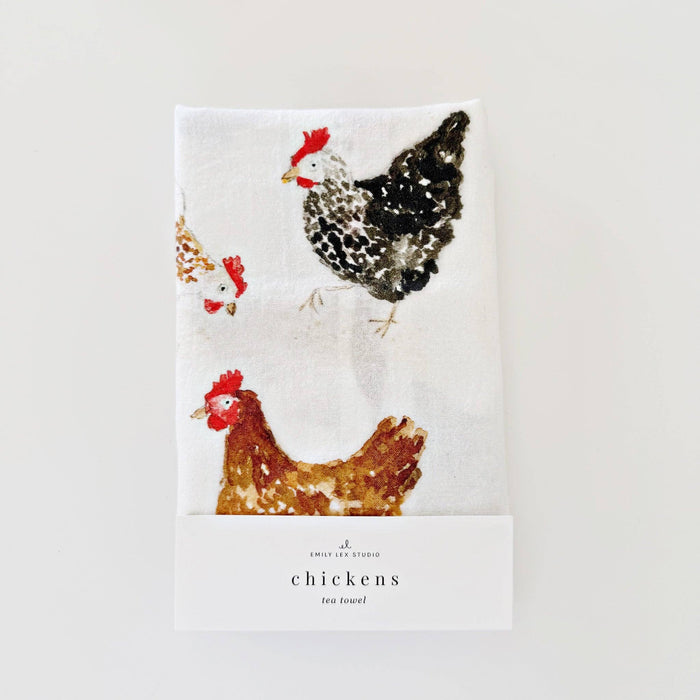 Chickens tea towel emily lex studio