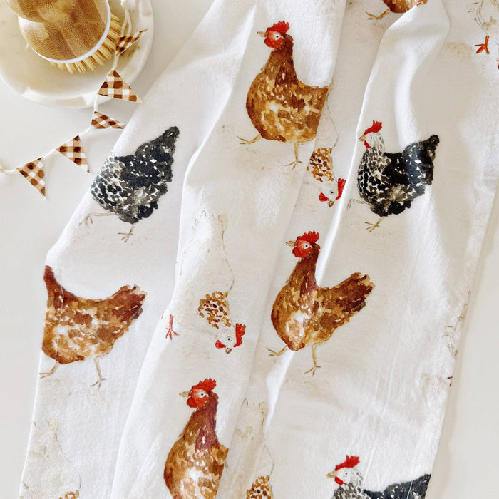 Chickens tea towel emily lex studio
