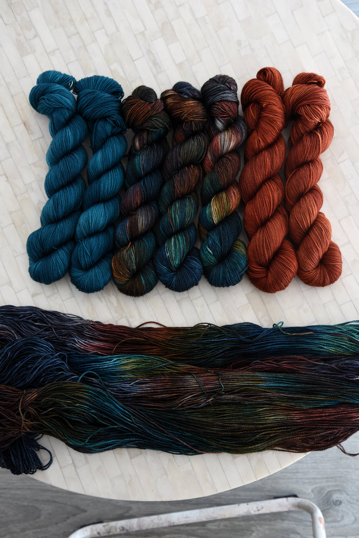 Destination Yarn fingering weight yarn Chisholm Trail Trio - half skein set