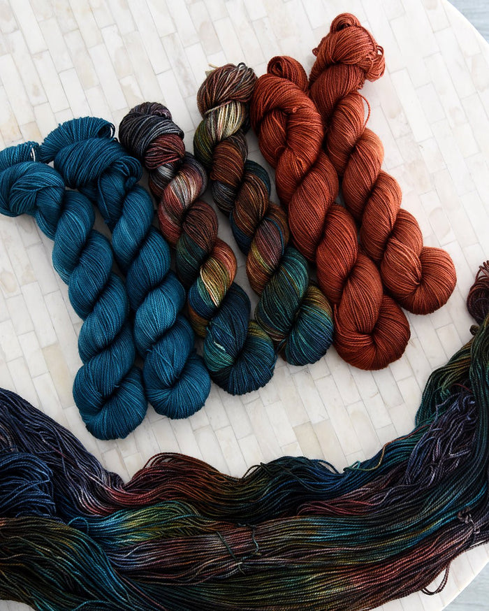 Destination Yarn fingering weight yarn Chisholm Trail Trio - half skein set