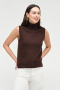 Chocolate Wool-Cashmere High-Neck Tank