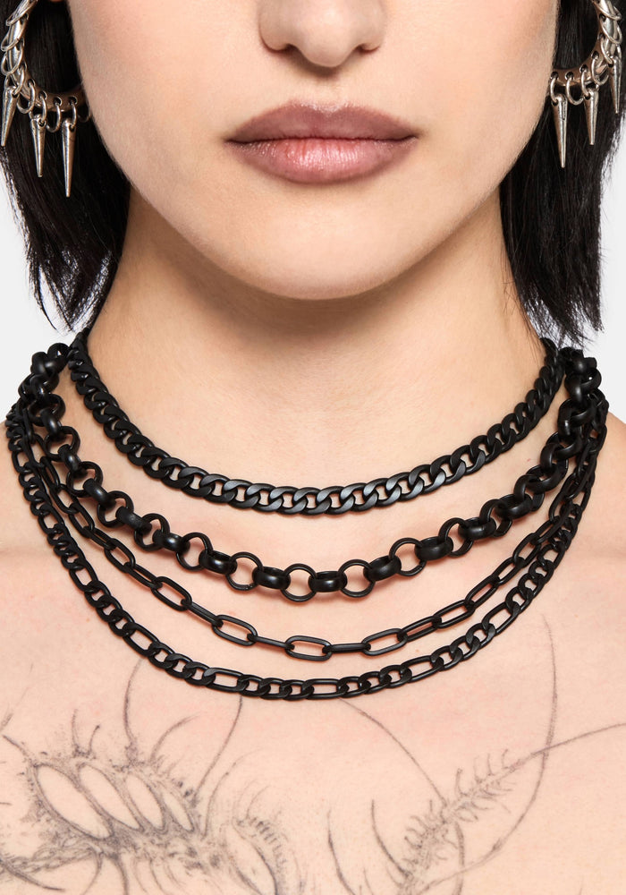 Chorx Layered Jet Chain Necklace