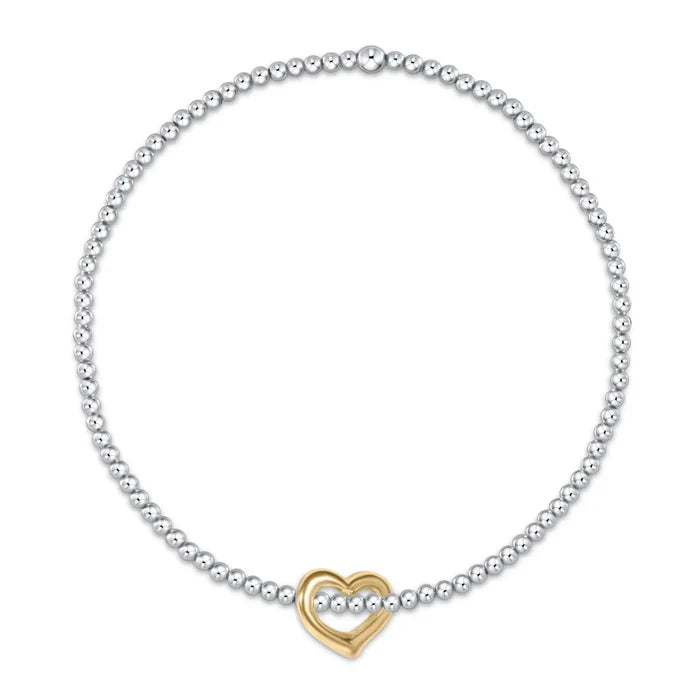 Classic Sterling Mixed Metal 2.5 mm Bead Bracelet Love Gold Charm | eNewton e.newton Designs Bracelets