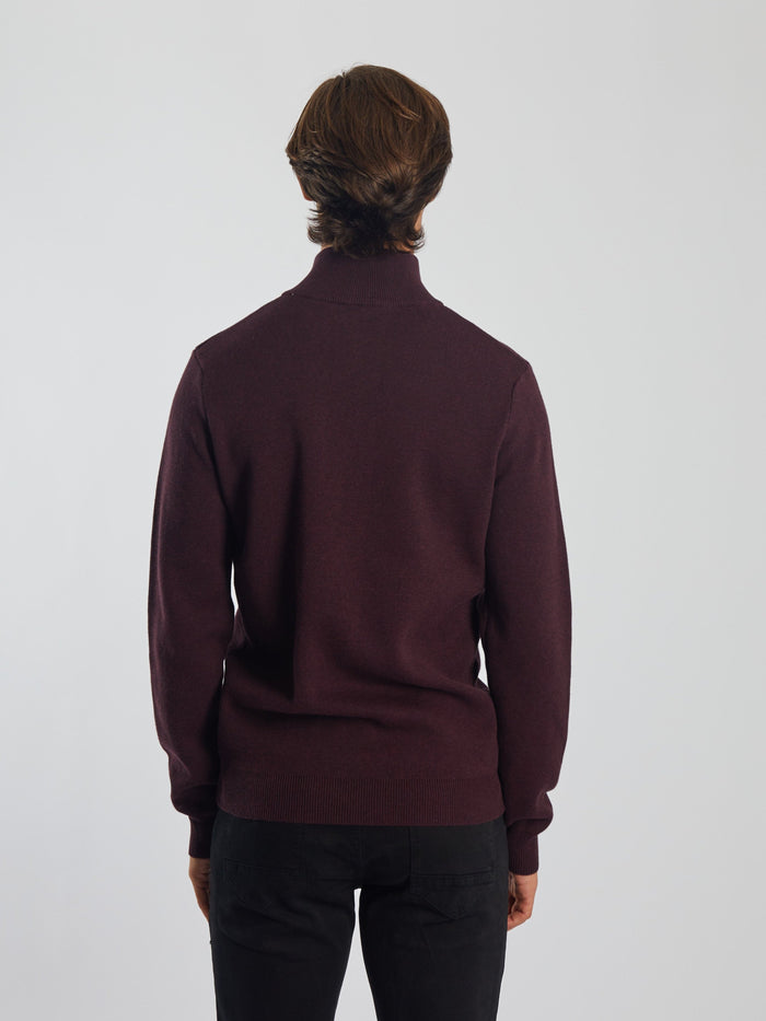 Colter Half Zip Wine Port Marl