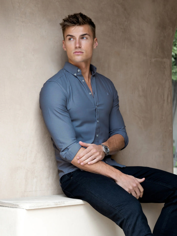 Conrad Long Sleeve Shirt - Steel Blue