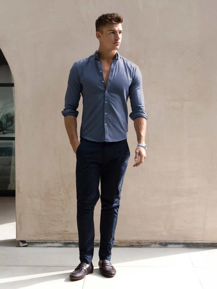 Conrad Long Sleeve Shirt - Steel Blue