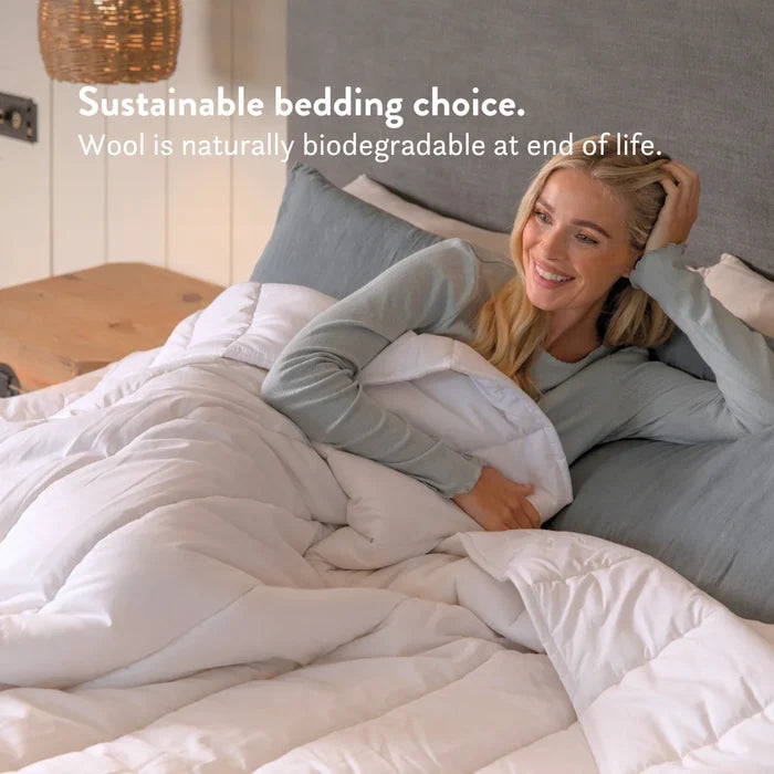 Contour British Wool Pillow & British Wool Duvet Set - Bundle height adjustable natural local handmade sustainable cotton