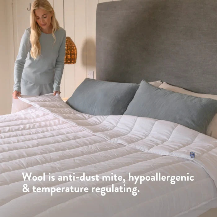 Contour British Wool Pillow & British Wool Duvet Set - Bundle height adjustable natural local handmade sustainable cotton
