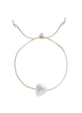 Corded Bracelet with Heart Pearl - Natural Cream