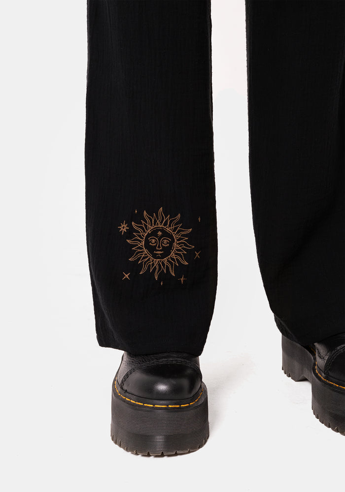 Cosmos Embroidered Wide Leg Trousers