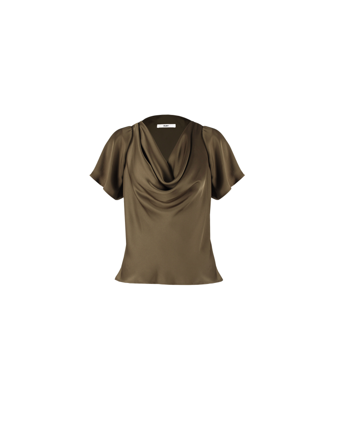 COTERIE COWL NECK TOP KHAKI