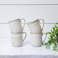 Cream Reactive Glaze Patterned Mugs (Pk/08 Ast) Audrey's Home & Gift