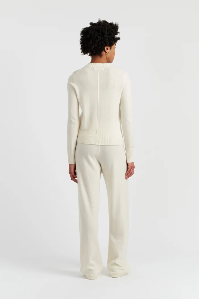 Cream Wool-Cashmere Cropped Sweater