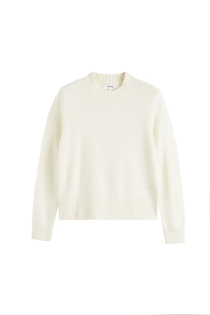 Cream Wool-Cashmere Cropped Sweater