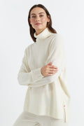 Cream Wool-Cashmere Relaxed Rollneck Sweater