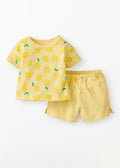 Crewneck Tee & Short Set - Tossed Lemons