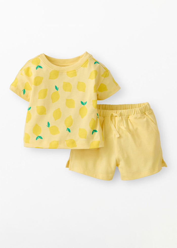 Crewneck Tee & Short Set - Tossed Lemons