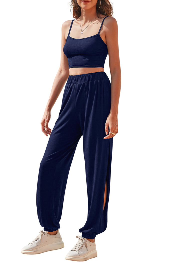 Cropped Cami and Side Split Joggers Set - Madikfashions.com