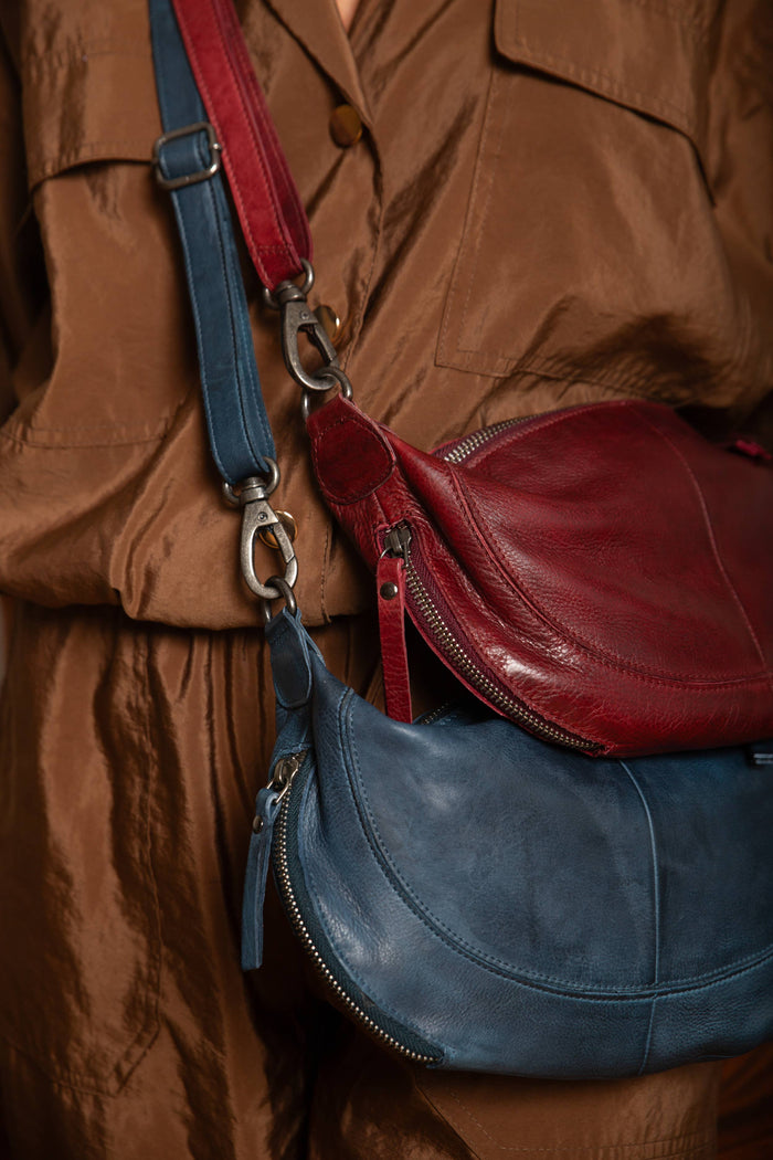 Crosby Handcrafted Leather Sling/Crossbody Bags: Denim Latico Leathers