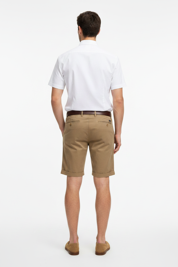 Wam Denim Kelden Dark Beige Chino Shorts – model back view