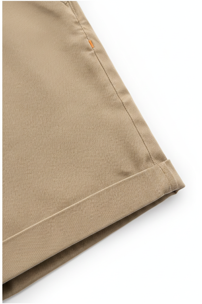 Wam Denim Kelden Dark Beige Chino Shorts – turned-up cuff hem detail