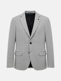 Light grey men's blazer with notch lapel and two-button closure.